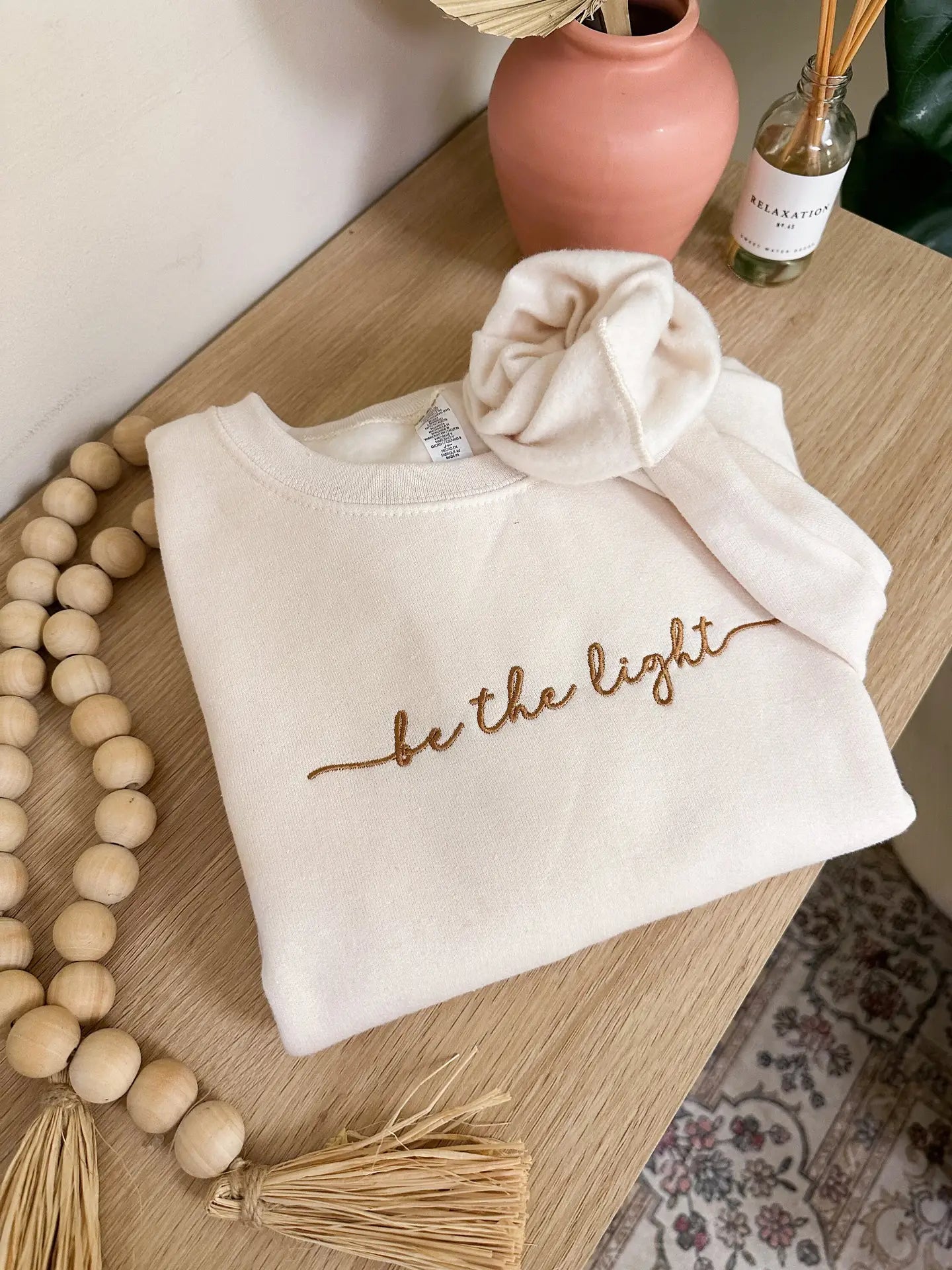 Embroidered Be the Light Sweatshirt - Ivory