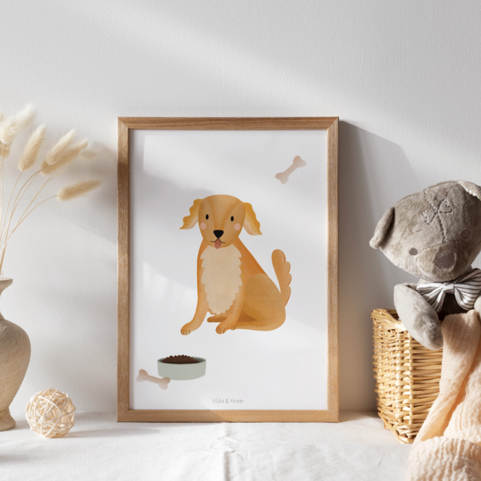 Poster Dog Golden Retriever - Children's Room Children's Poster Baby