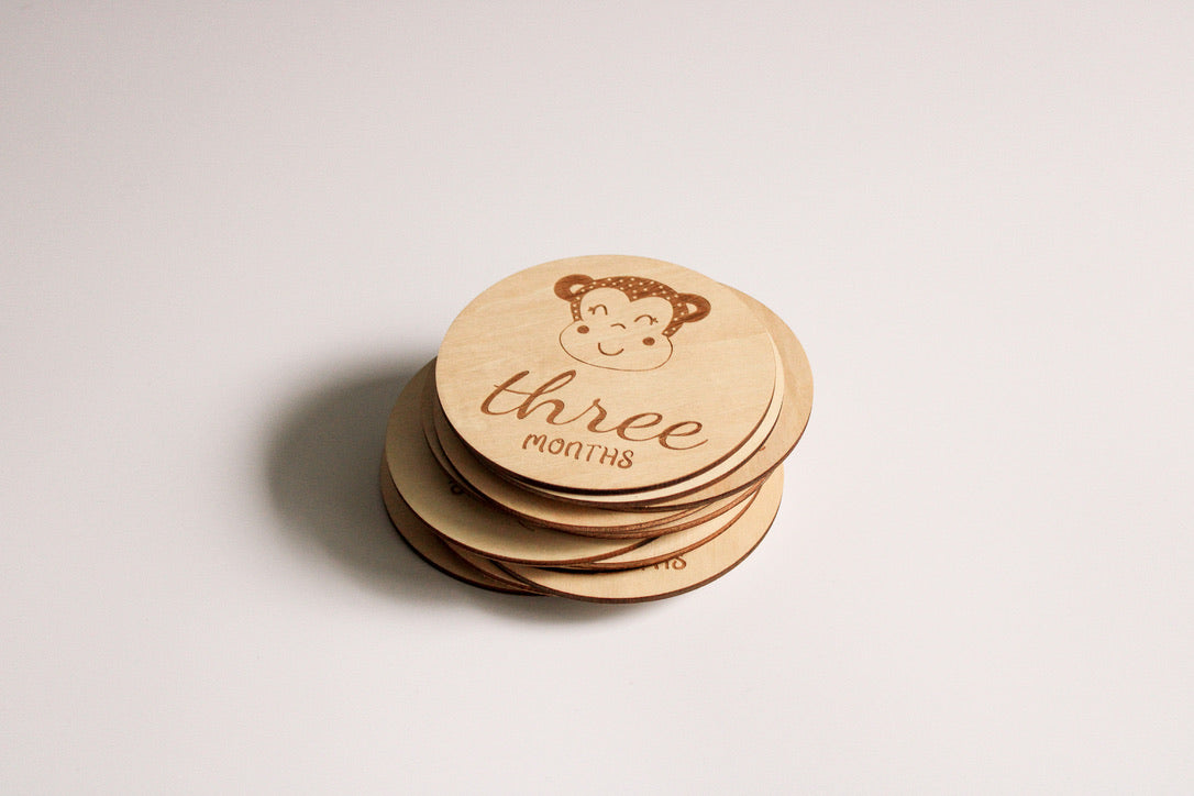 Baby Milestone Discs Animal Faces, Set of 14 discs