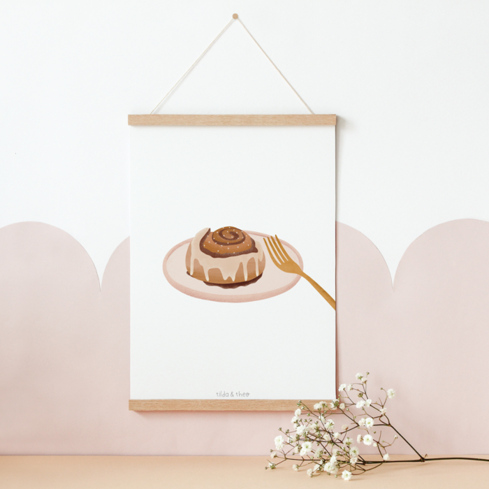 Poster cinnamon roll Sweden - art print FIKA Scandinavia