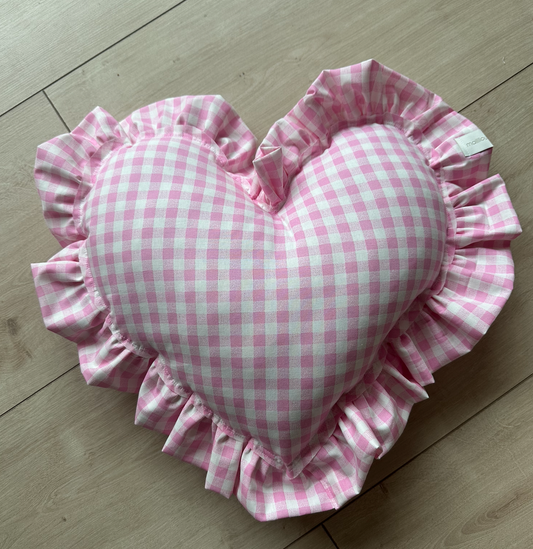 Heart decorative cushion with frills