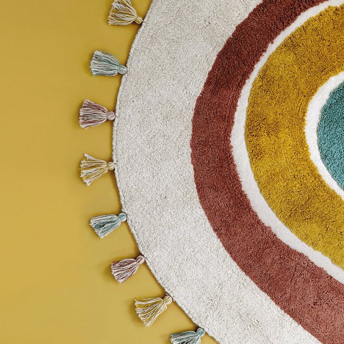 RAINBOW rainbow children's rug with pompoms