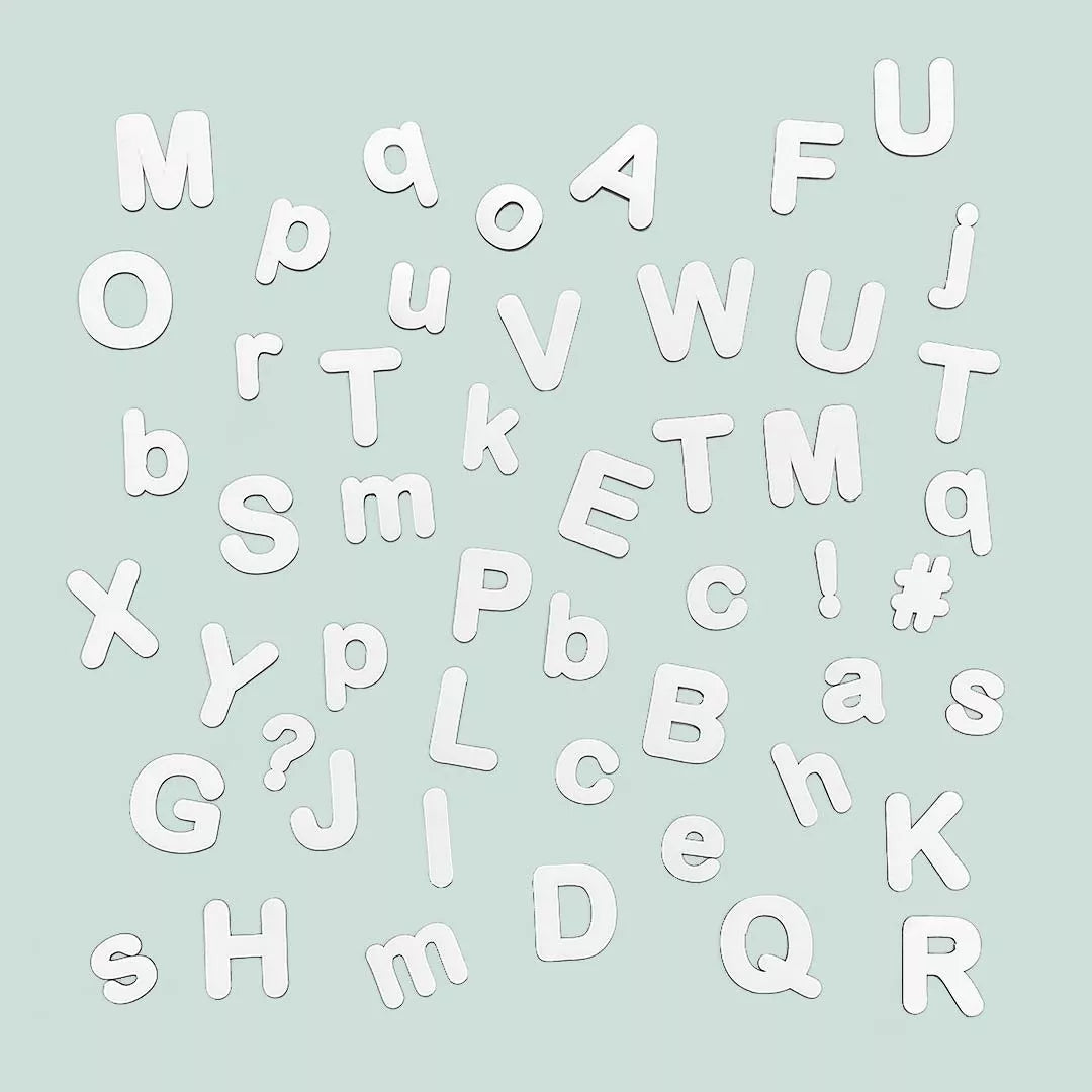 White Magnetic Letters - Educational Game - Set with 125 Magnets