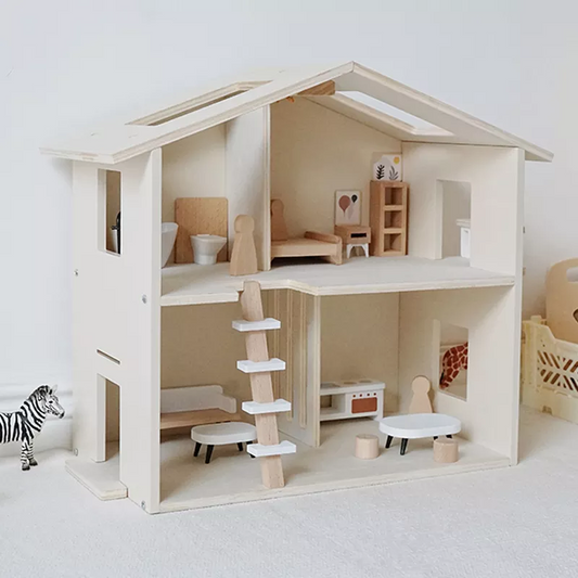 Wooden Dollhouse with furniture