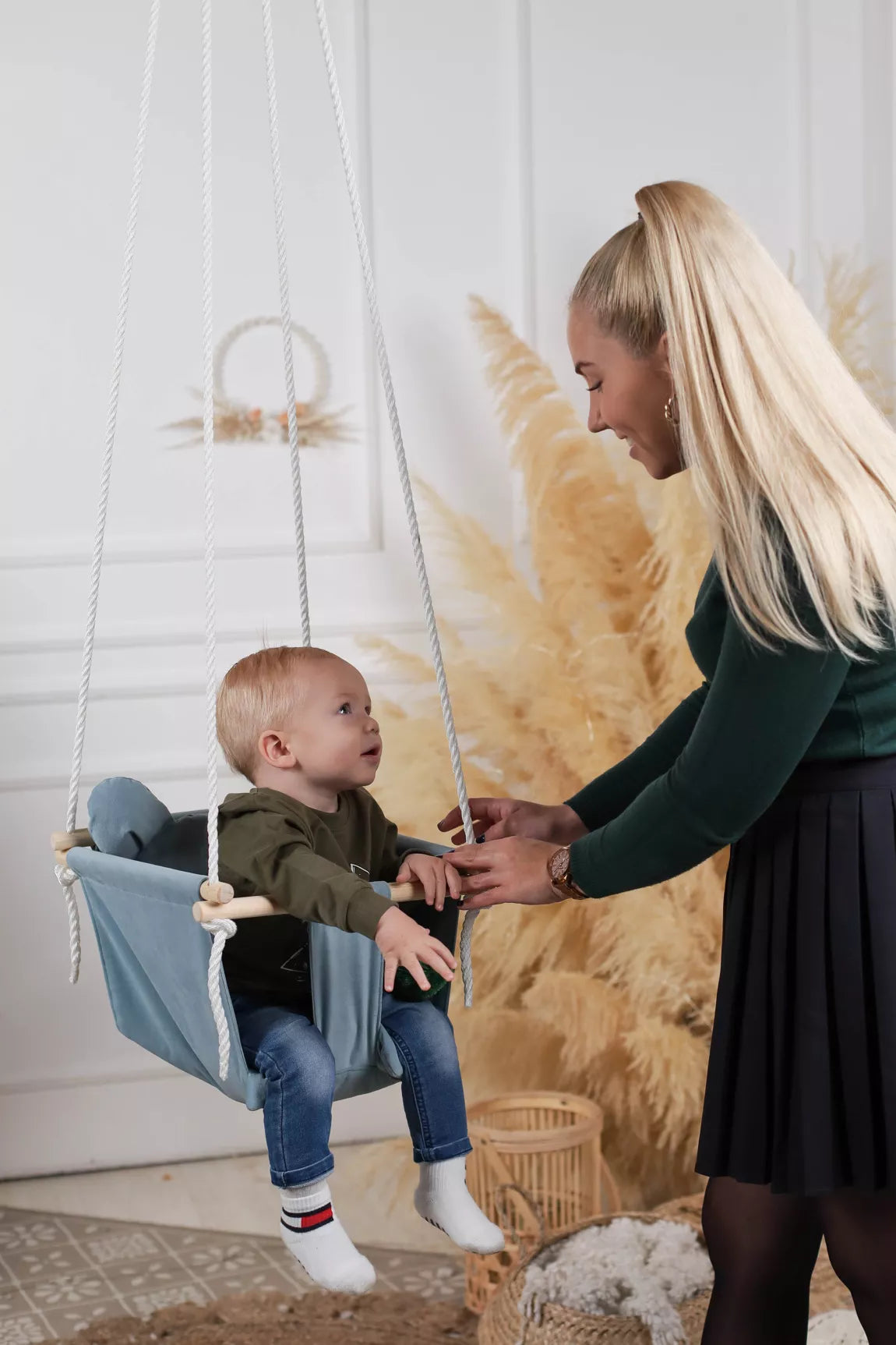 Teddy Bear toddler swing - blue