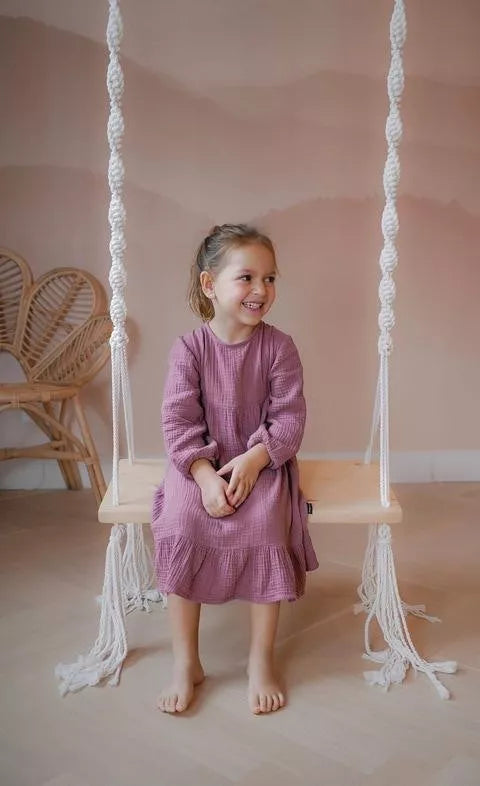 Macrame wooden swing for children and adults