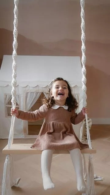 Macrame wooden swing for children and adults