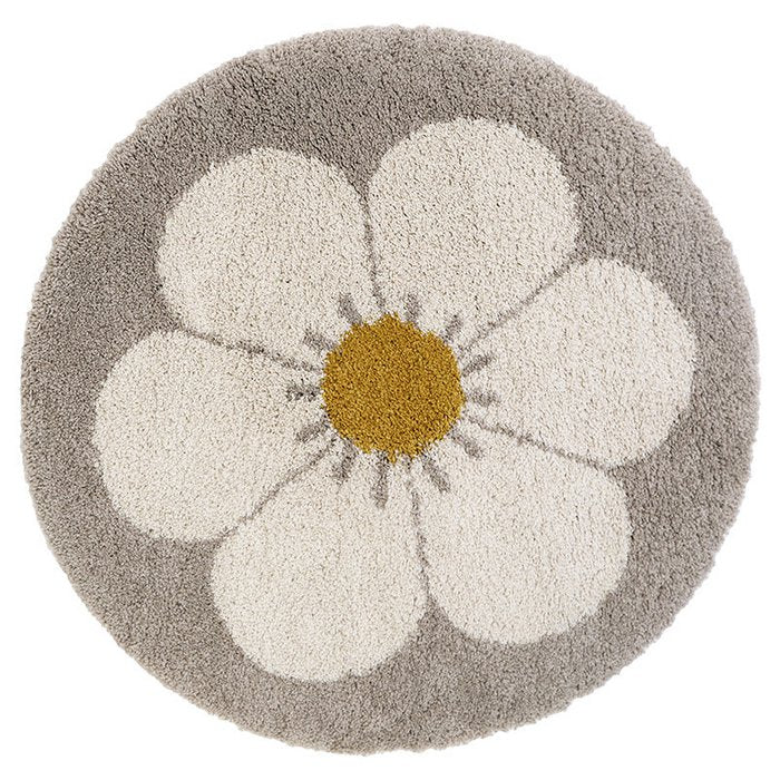 Bohemian Daisy Beige, round children's rug