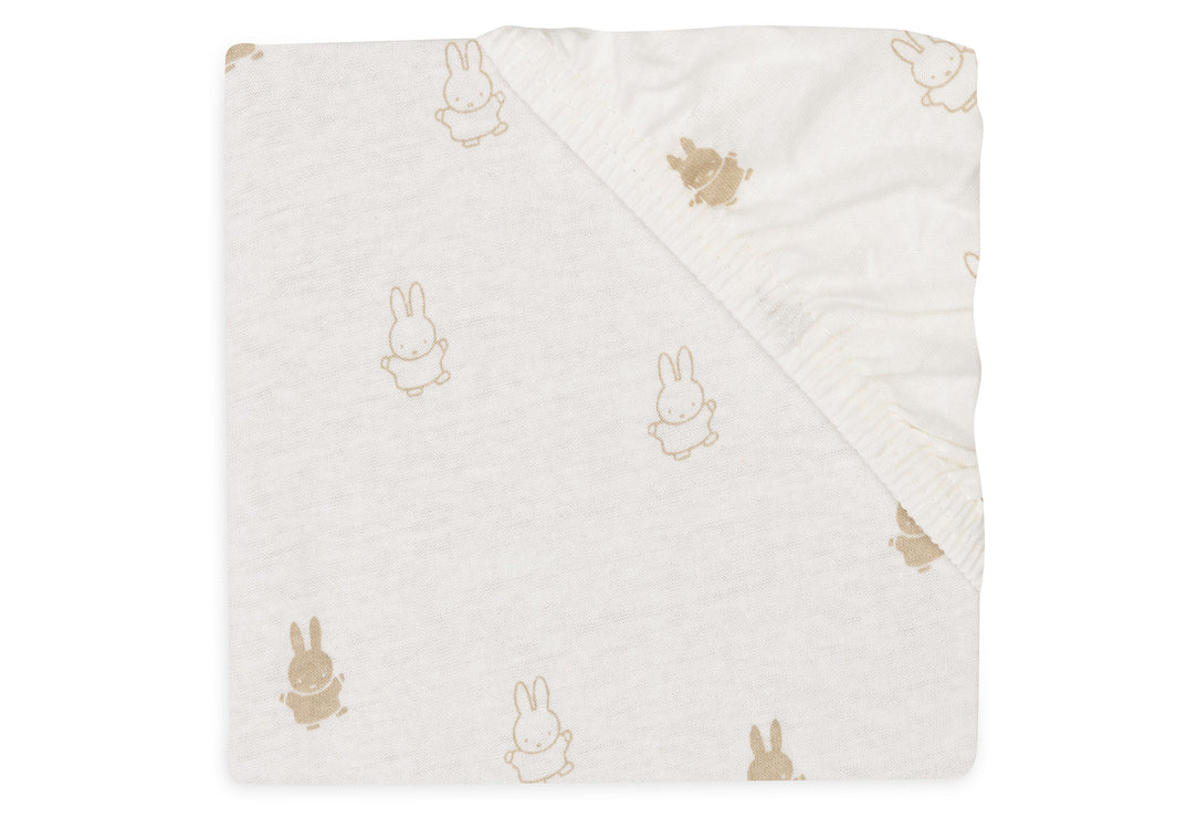 Fitted Sheet Jersey 60x120cm Happy Miffy - Nougat