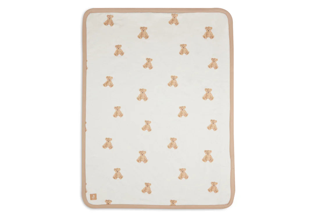 Blanket Cradle double sided, Jersey/Fleece Teddy Bear - 75x100cm