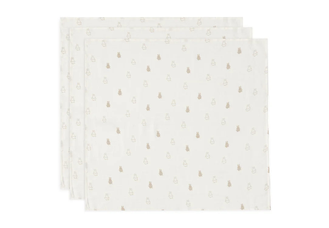 Cloth Muslin 70x70cm Happy Miffy - Nougat - 3 Pack