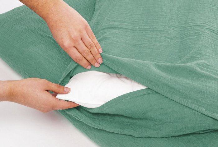 Muslin duvet cover set, Green