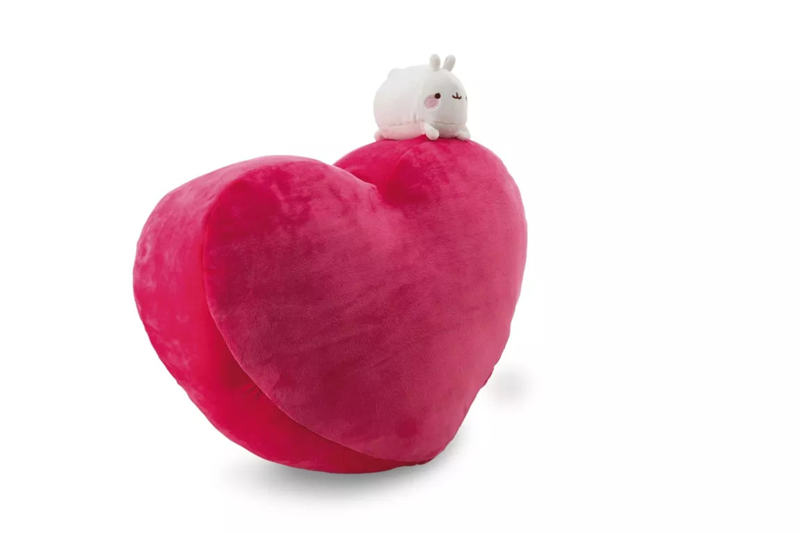 MOLANG heart-shaped pillow 42x27cm with MOLANG soft toy 10cm