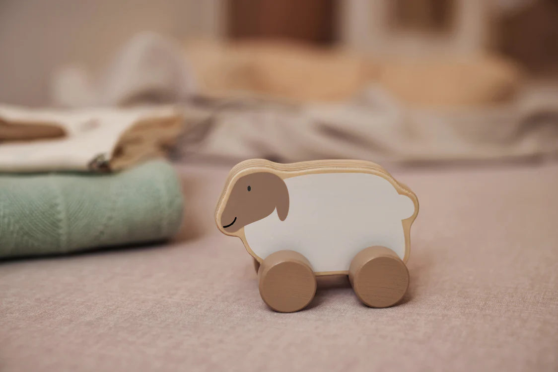 Wooden Toy Car Farm Lamb