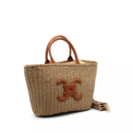 Basket handbag with logo