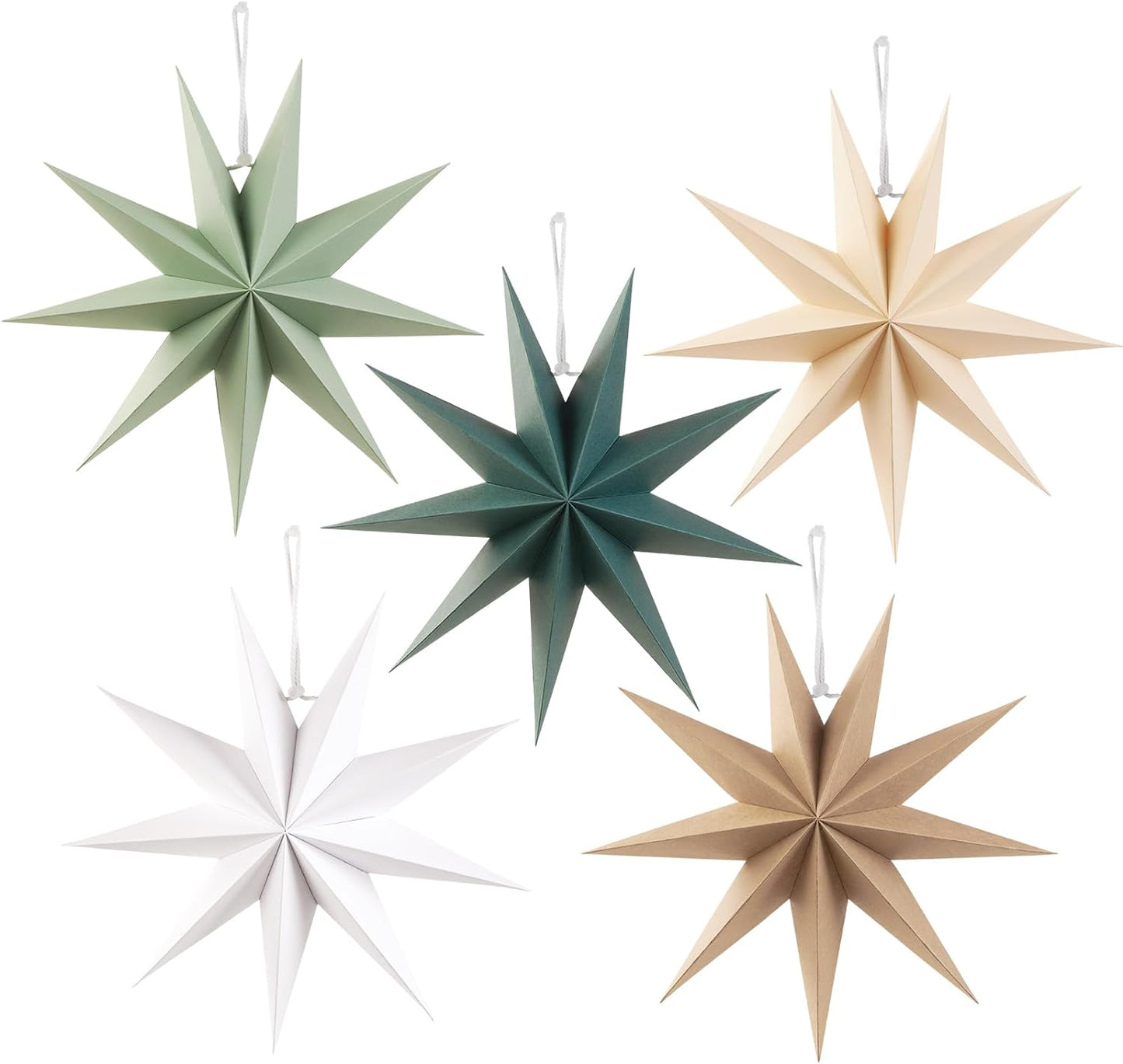 Paper Star Decorations, Set of 5, 30cm - various designs
