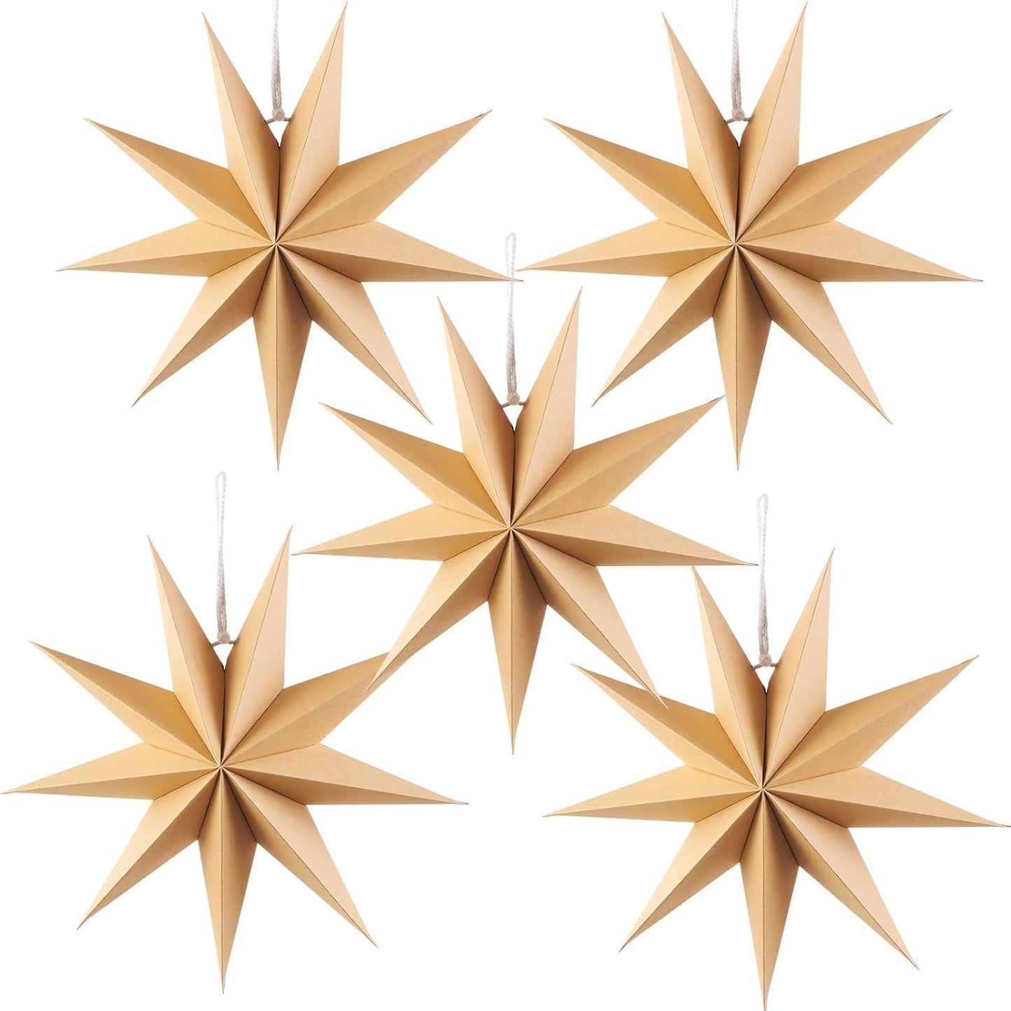 Paper Star Decorations, Set of 5, 30cm - various designs