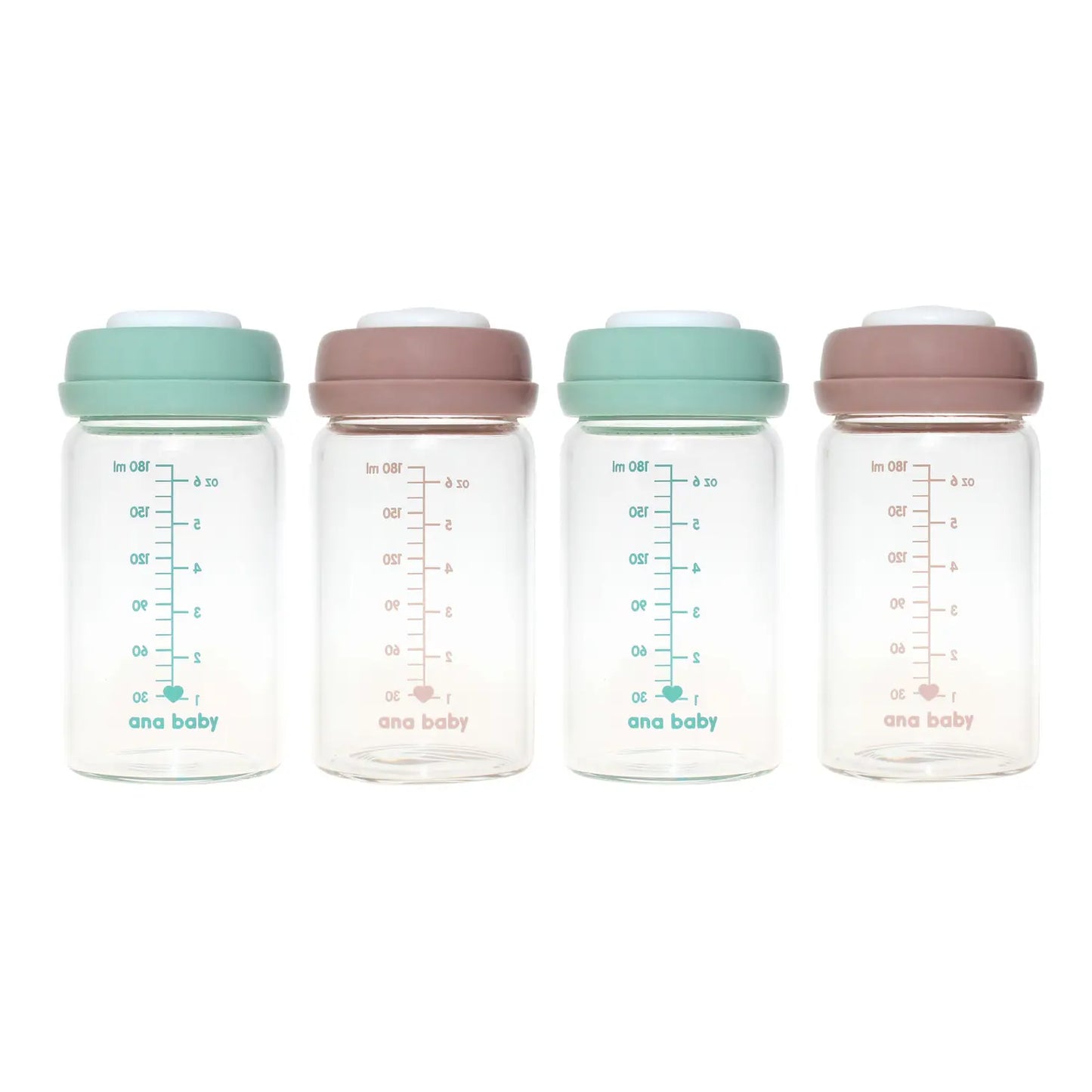 Glass Breastmilk Storage Bottles, Pack of Four, 180ml
