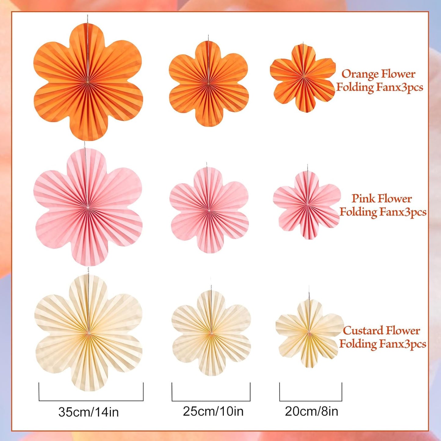 Pack of 9 Paper Fan Flowers