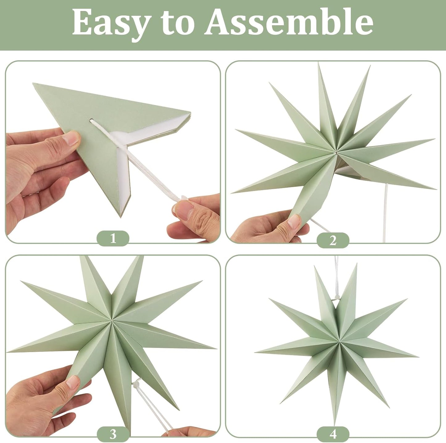 Paper Star Decorations, Set of 5, 30cm - various designs