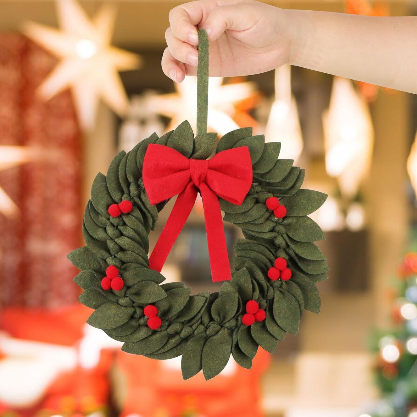 Felt Christmas Wreath with Red Bow