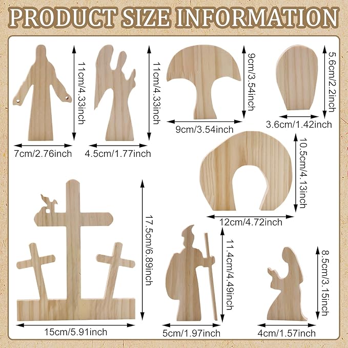 Easter Nativity Scene Wooden Decoration Set