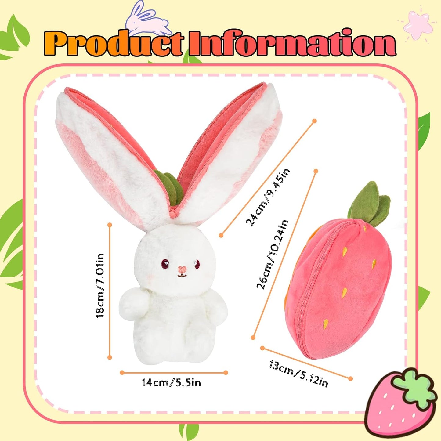 Reversible Strawberry Bunny Cuddly Toy