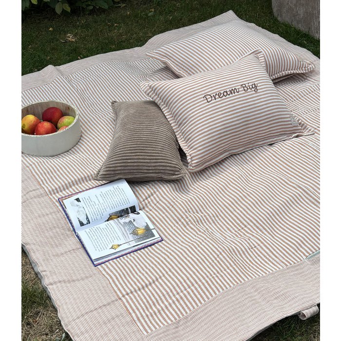 Beige Stripes - XXL picnic blanket - picnic mat 180×150 cm