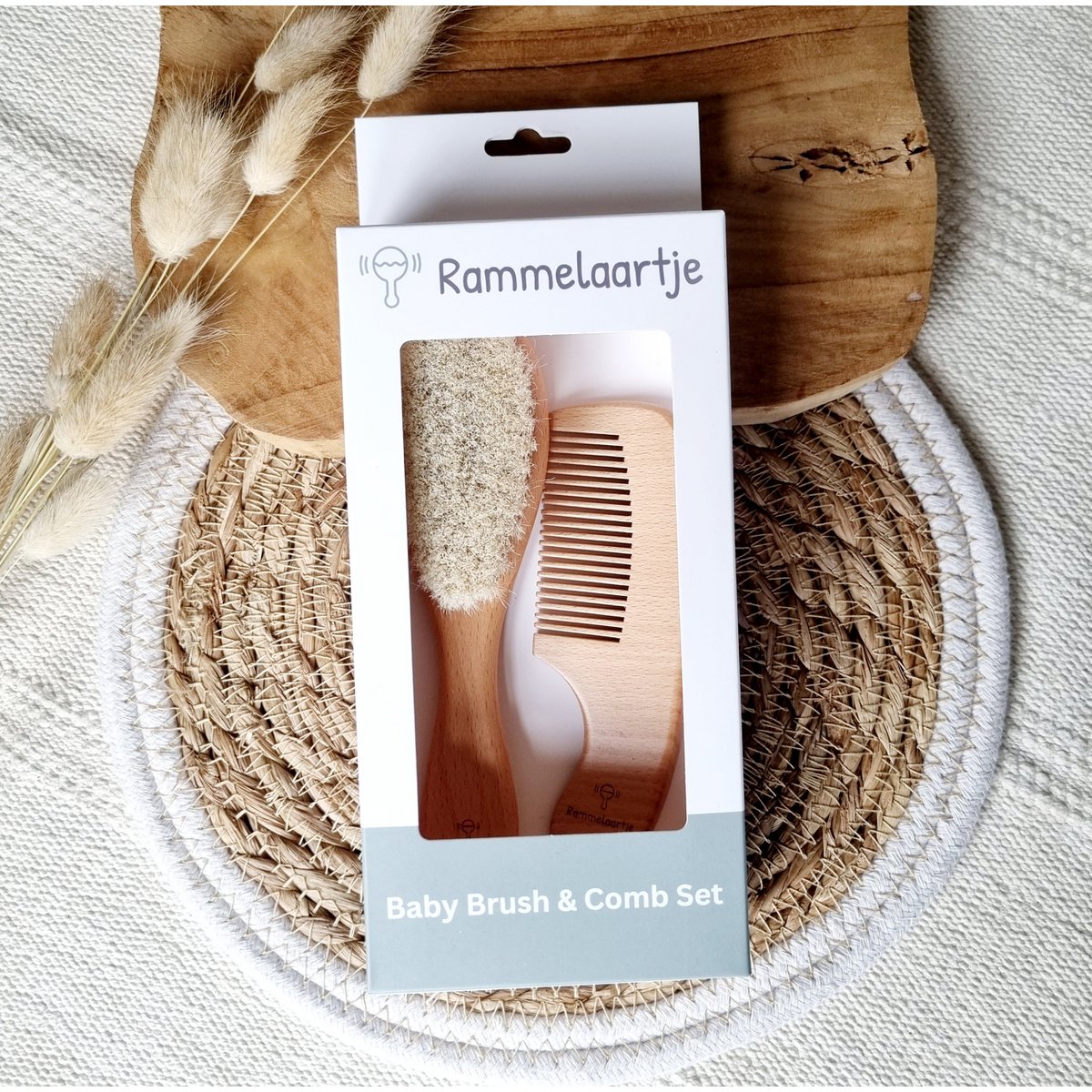 Wooden baby brush and comb set