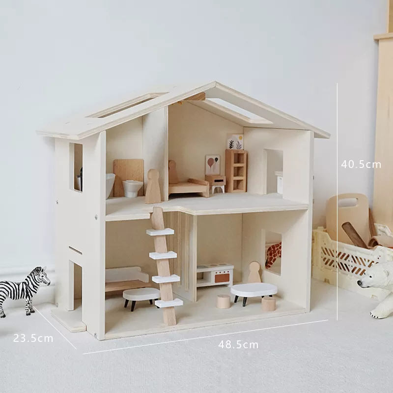 Wooden Dollhouse with furniture