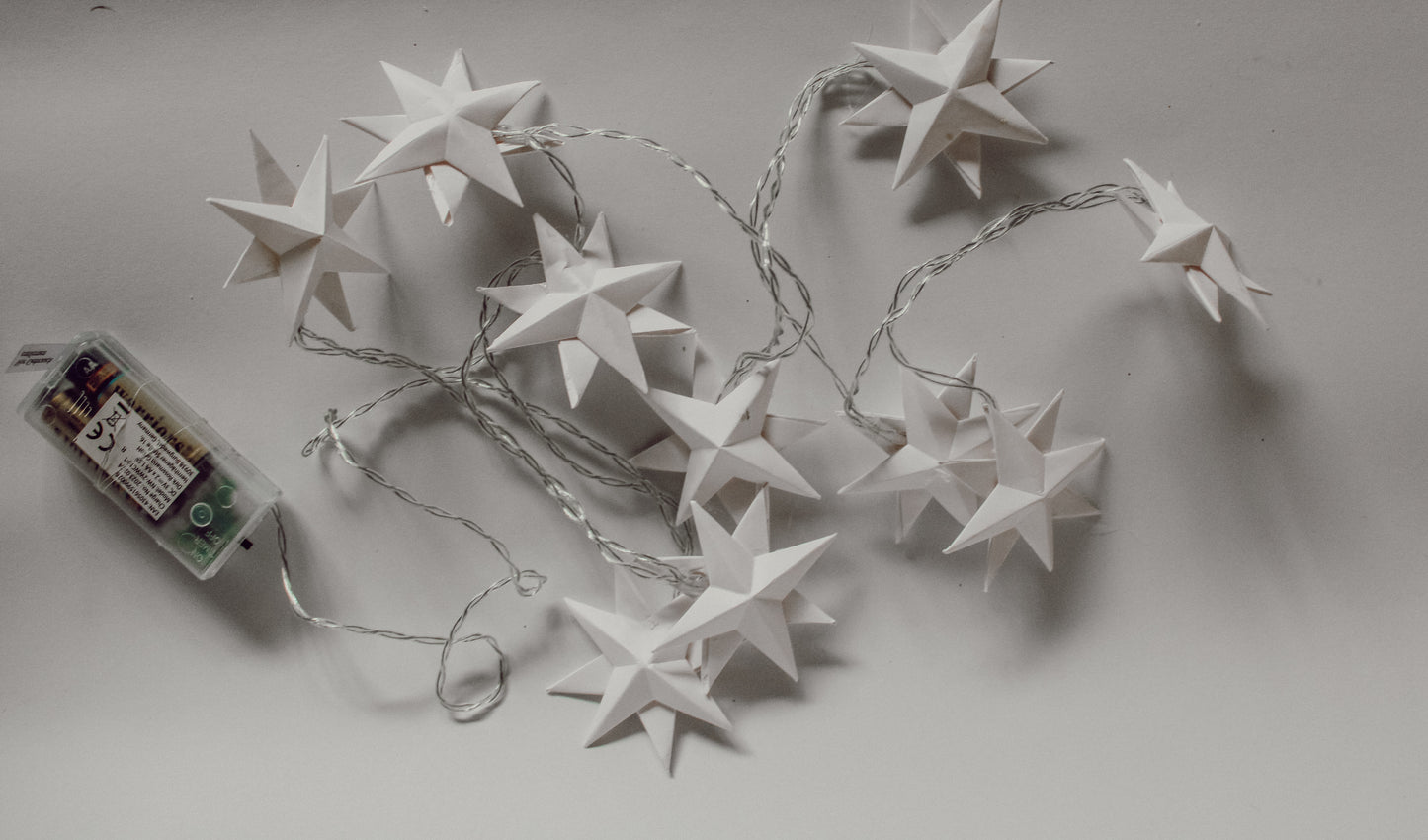 LED paper star fairy-lights 10 pcs, battery operated