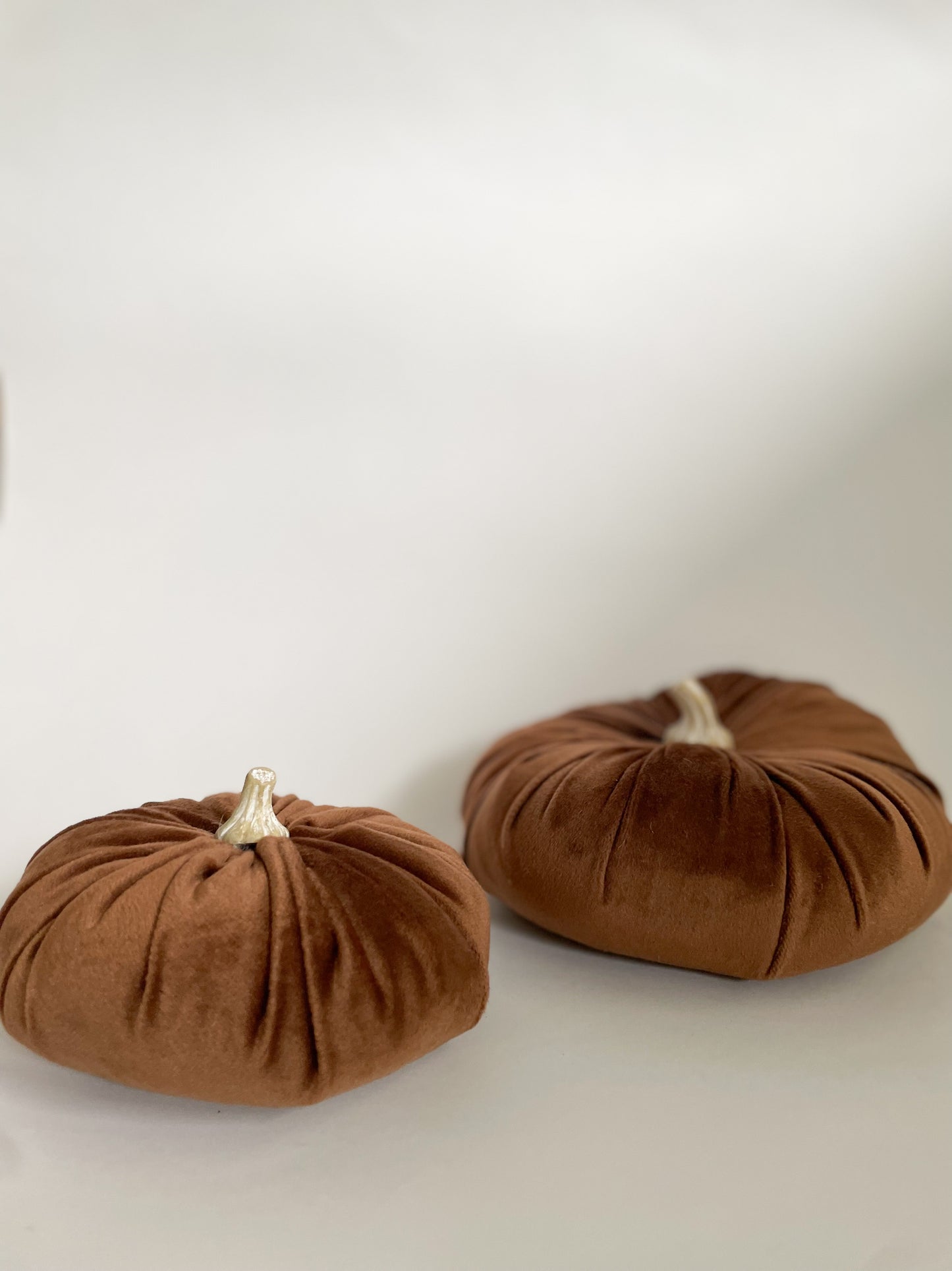 Velour Pumpkins Set of 2 - Brown