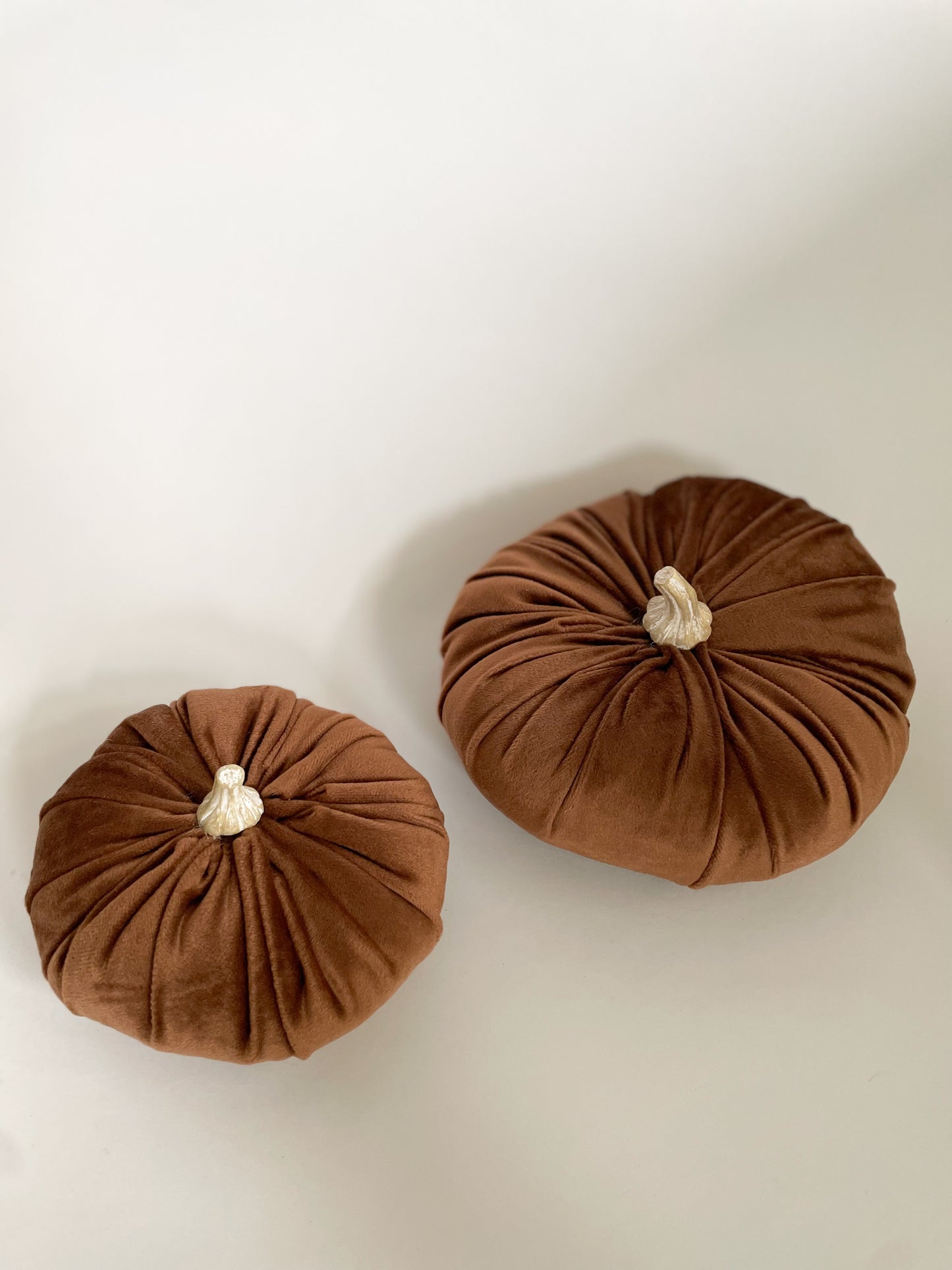 Velour Pumpkins Set of 2 - Brown