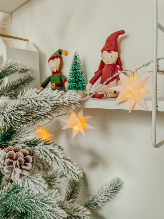 LED paper star fairy-lights 10 pcs, battery operated