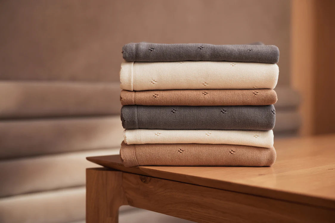 Blanket Cot 100x150cm Pointelle - Storm Grey - GOTS