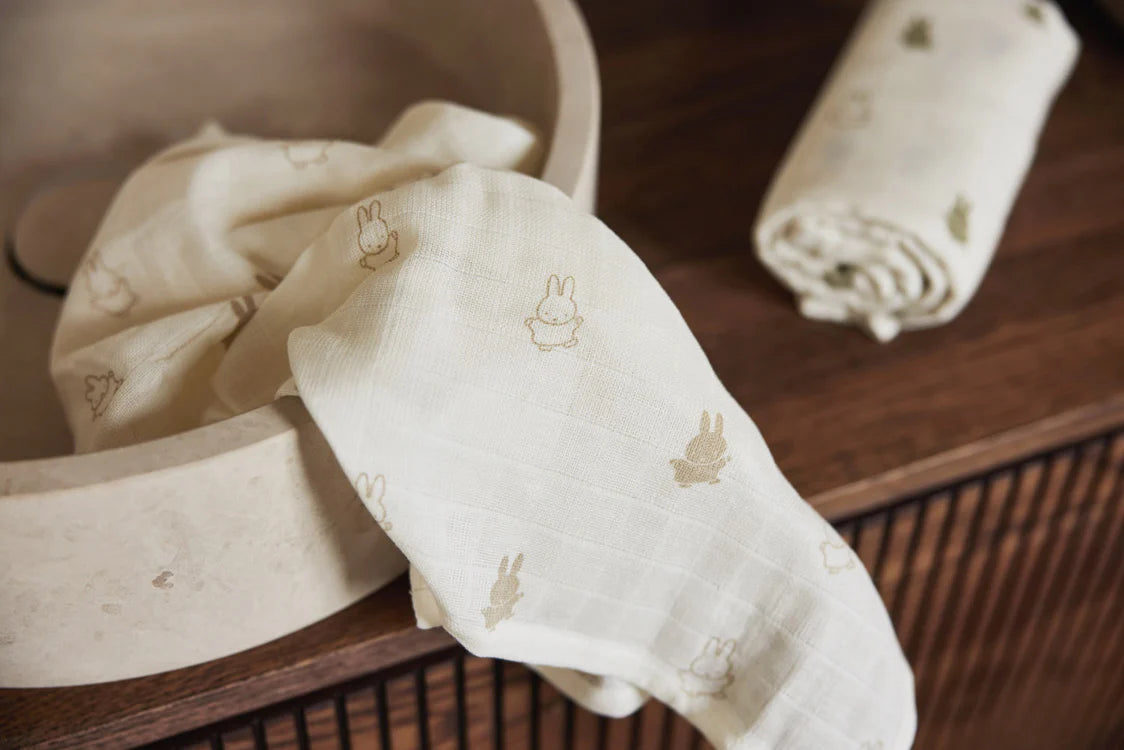 Cloth Muslin 70x70cm Happy Miffy - Olive Green - 3 Pack