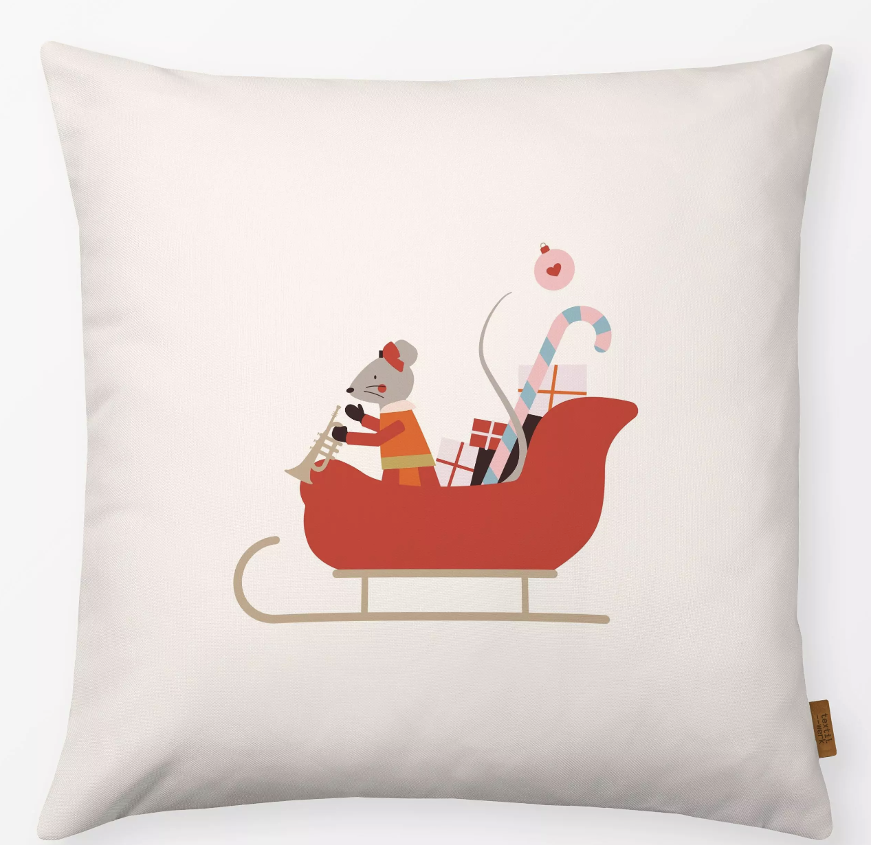 Decorative cushion, Magical Mouse Christmas Sleigh