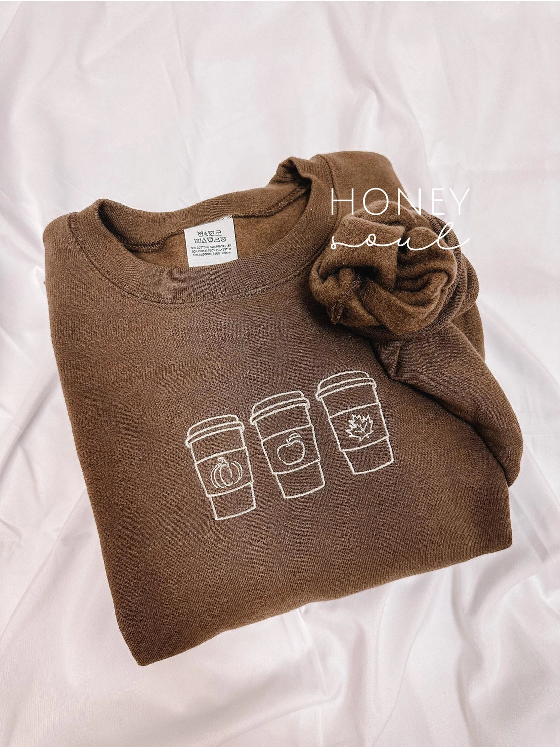 Embroidered Fall Coffee Cups Sweatshirt