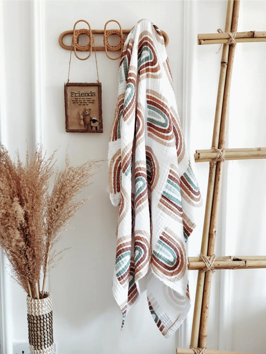 4 Layered Organic Muslin Blanket Rainbows