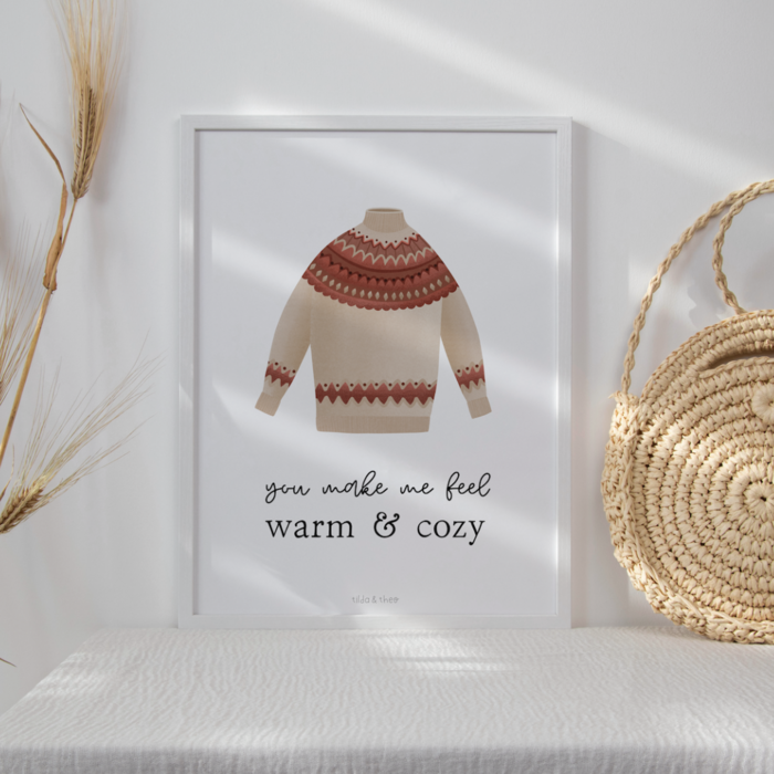 Poster Norwegian sweater "warm & cozy"