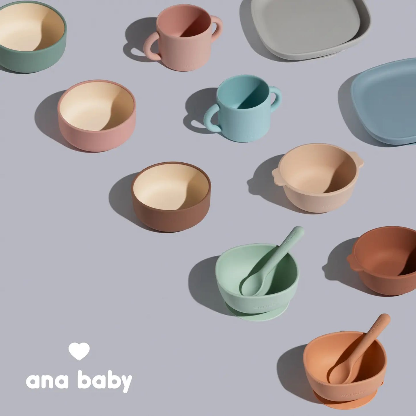 Pack of 3 Silicone Bowls in Pastel Colors