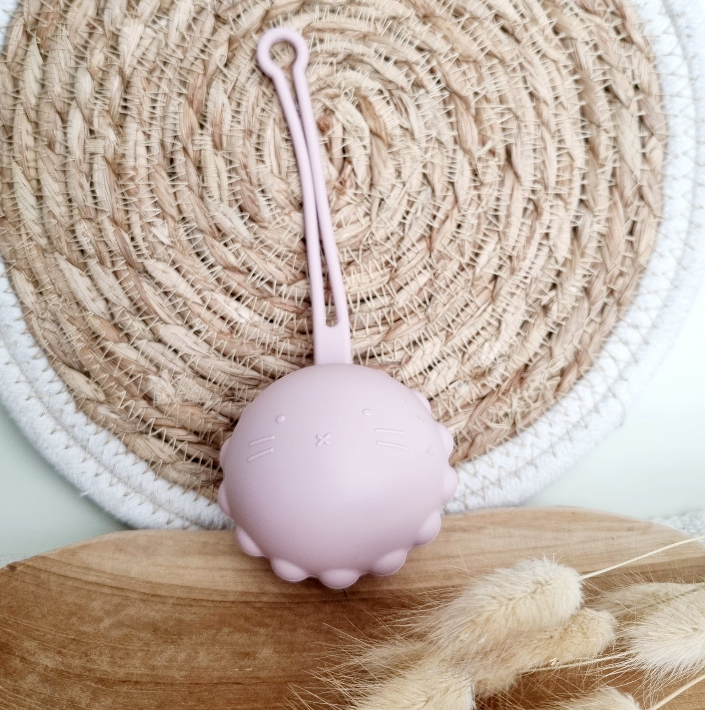 Silicone Pacifier Case, Little Lion - Powder Pink