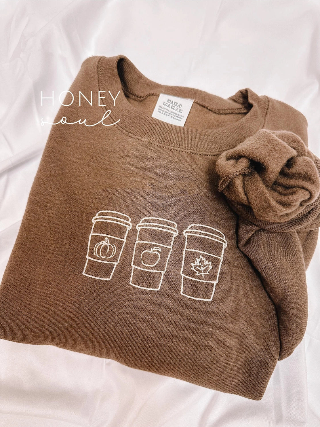 Embroidered Fall Coffee Cups Sweatshirt