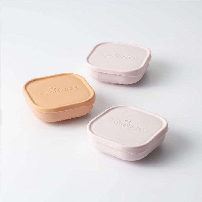 Snack bowl with silicone lid 3-pack (Beige/Pink/Peach)