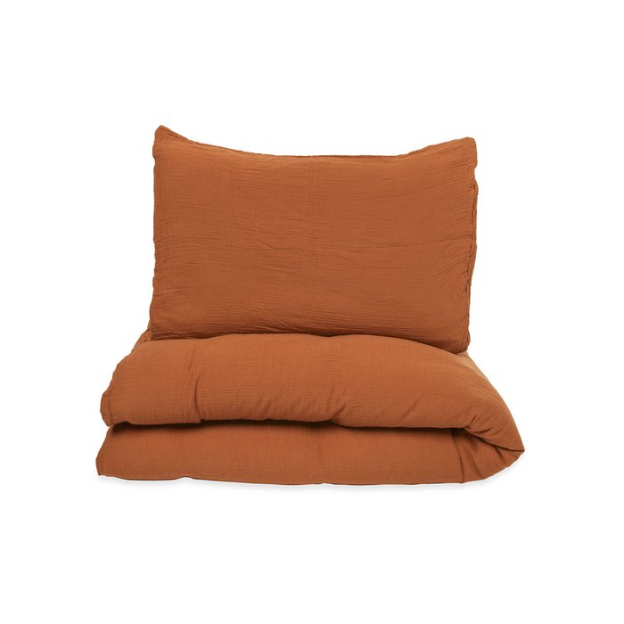 Muslin duvet cover set, Rust