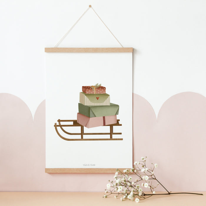 Poster Christmas Sleigh Gifts - Art Print Winter