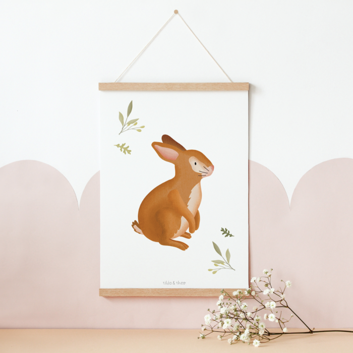 Poster bunny children's room - children's poster baby animals rabbits