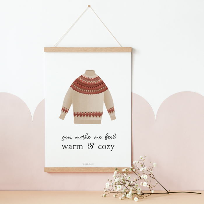 Poster Norwegian sweater "warm & cozy"