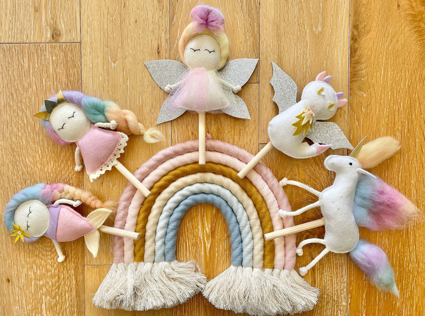 5 Puppet rainbow set Fairy Dragon Princess Unicorn Mermaid for MIMIKI puppet theatre