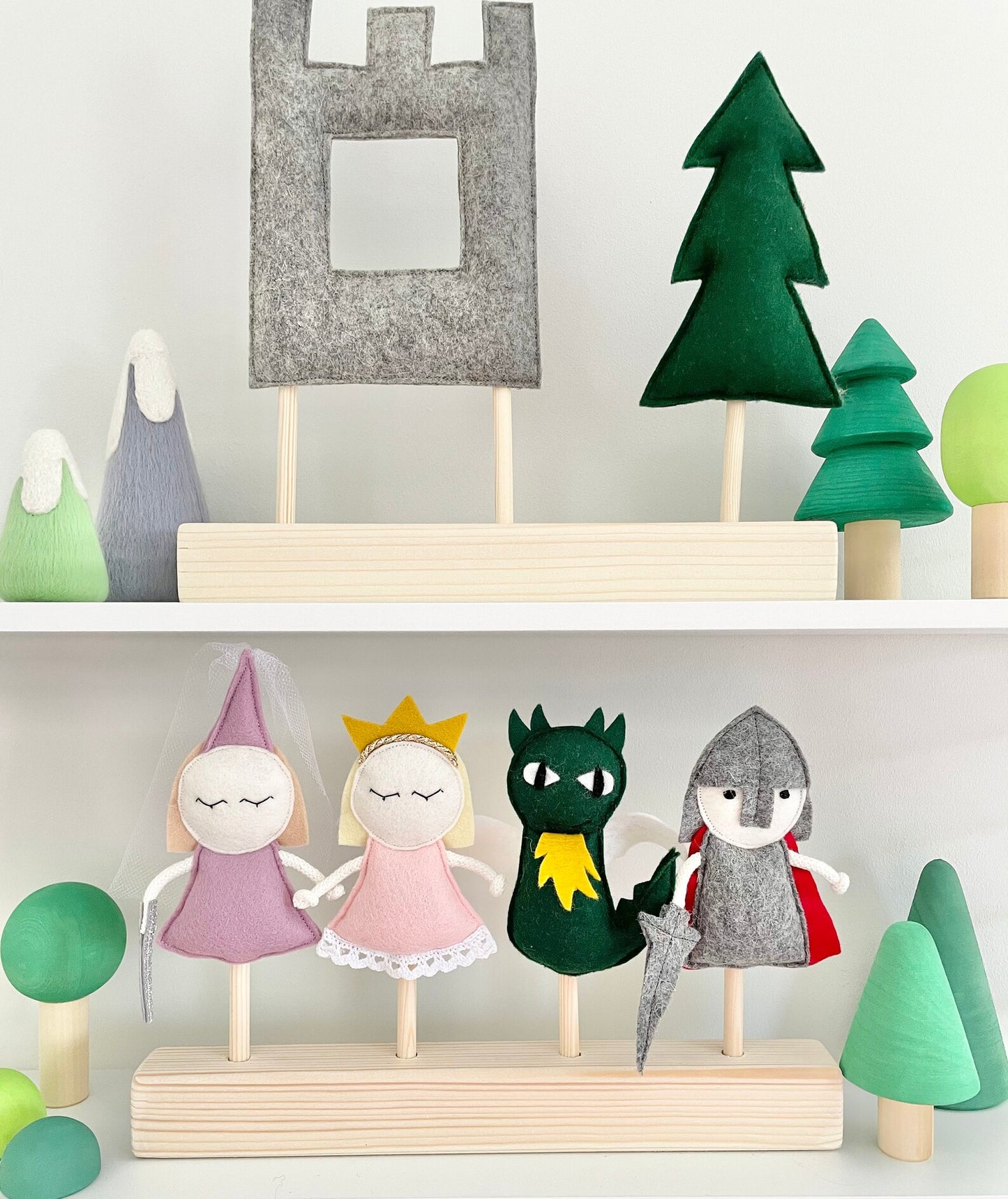 Fairy Tale 8-Puppets and 4-decorations Set for MIMIKI puppet theatre